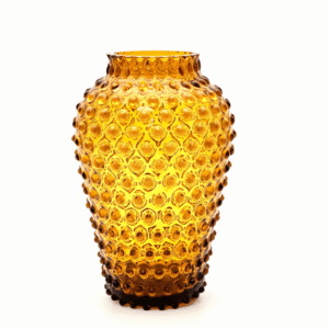 Kolekce ananas hobnail váza amber