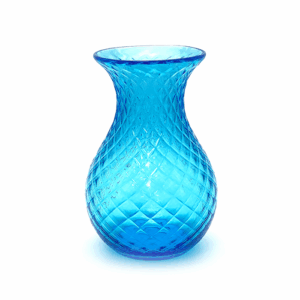 Skleněná váza akvamarín káro