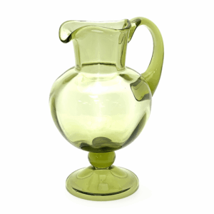 Skleněný džbán na noze lesní zelená