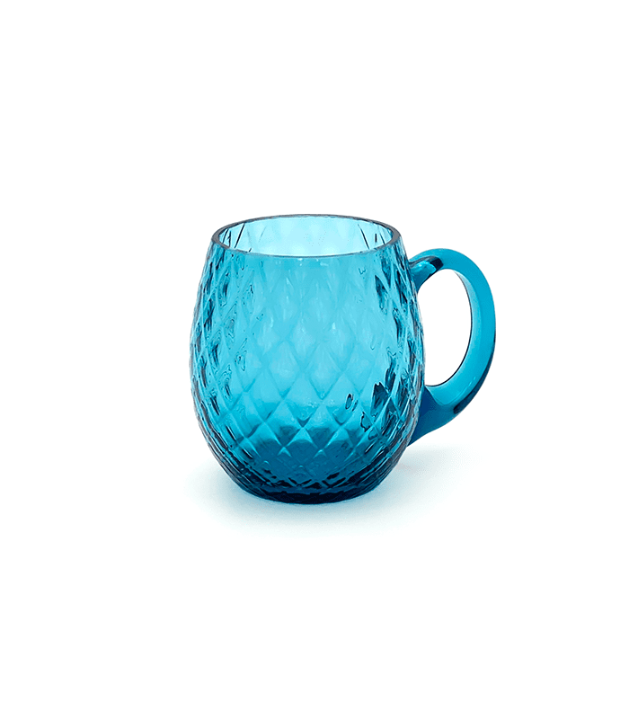 Skleněná třetinka káro modrý kouř