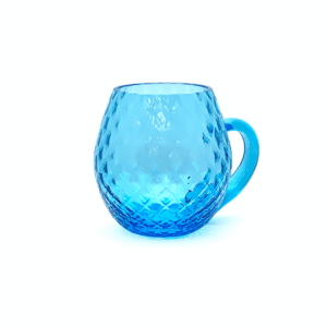 Skleněný půllitr káro akvamarin