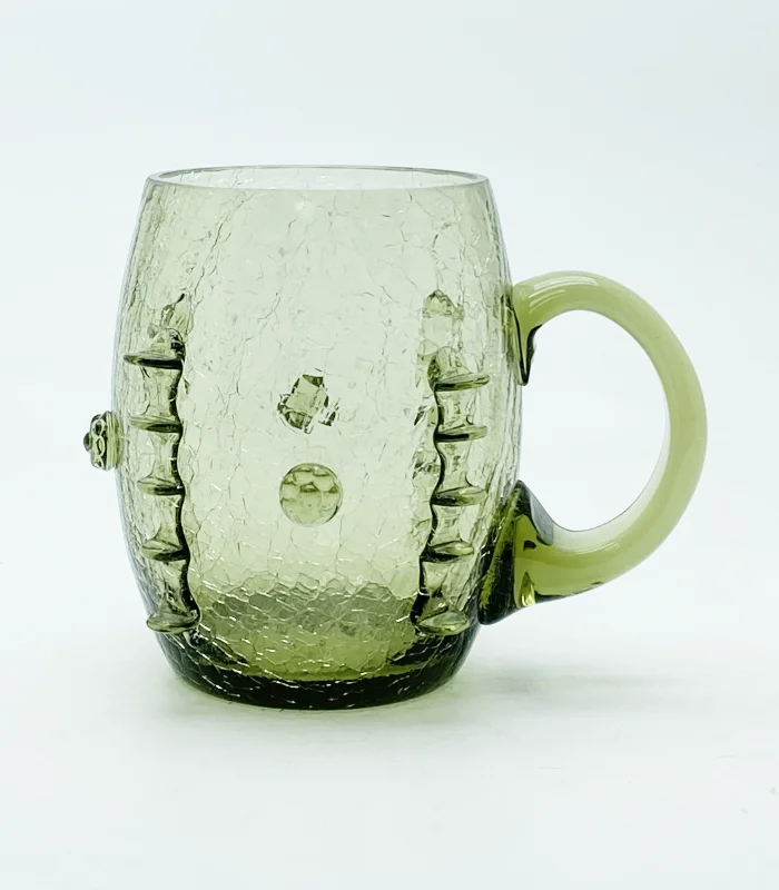 Půllitr 0,5l - Krakle - zdobený nálepy - štípání malina - lesní zelená