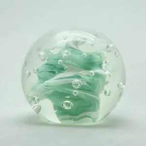 Skleněné těžítko - barevné zelená pastelová-bílá