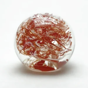 Skleněné těžítko – barevné nitě červeno bílé