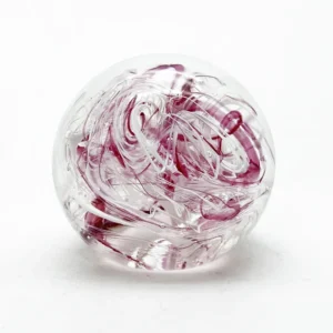 Skleněné těžítko – barevné nitě růžovo bílé