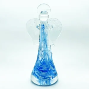 Anděl s modrobílým žíháním 28cm