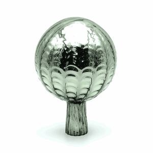 Skleněná Koule na plot - kouřová stříbřená - česaná