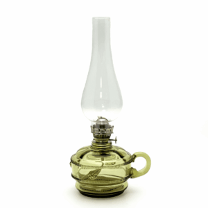 Petrolejová lampa Monika lesní nzelená zdobená