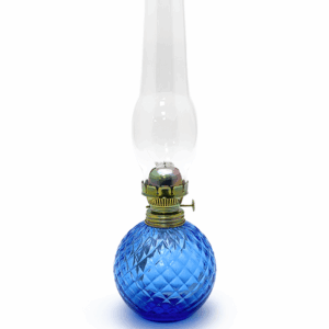 Petrolejová lampa káro modrá