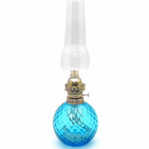 Petrolejová lampa káro akvamarín