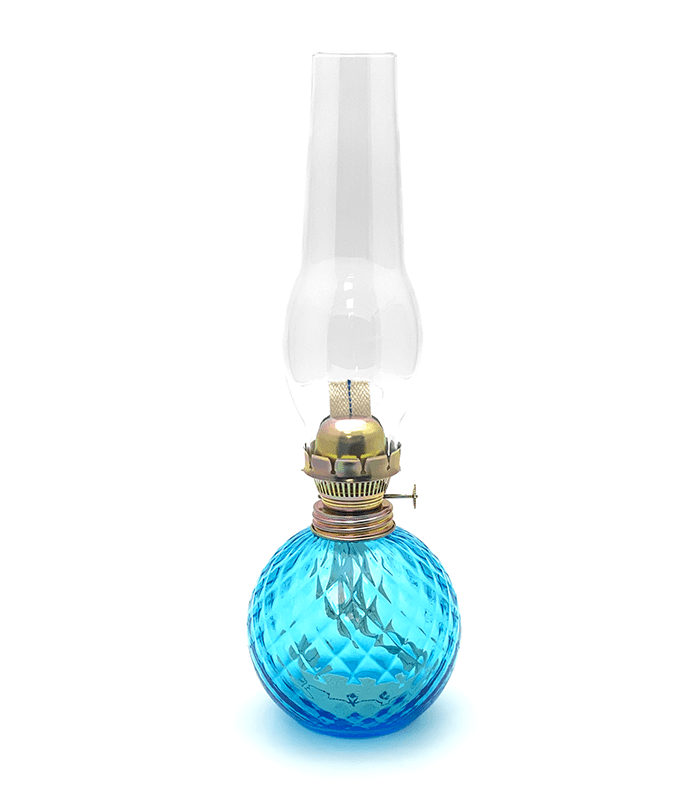 Petrolejová lampa káro akvamarín