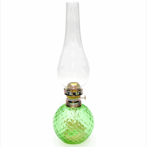 Petrolejová lampa Káro světle zelená