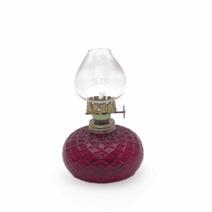 Petrolejová lampička káro granátová