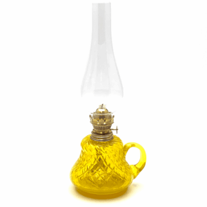 Petrolejová lampa s ouškem káro žlutá