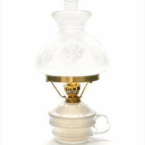 Skleněná Petrolejová lampa s ouškem bílá