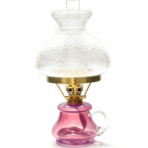 Skleněná Petrolejová lampa s ouškem růžová