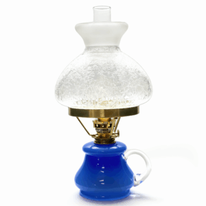 Skleněná Petrolejová lampa s ouškem modrá