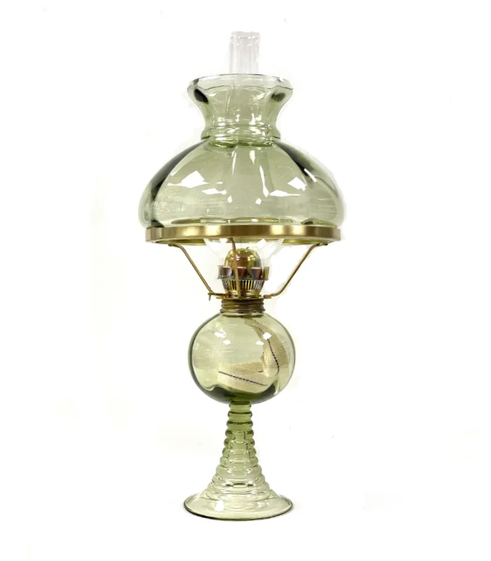 Petrolejová lampa Květa - lesní zelená - komplet 1