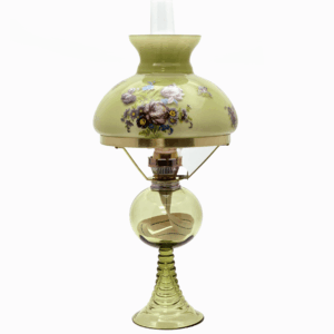 Petrolejová lampa lesní zelená celoskleněná se stínidlem