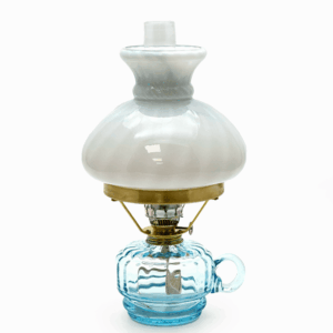 Petrolejová lampa s ouškem komplet světlý akvamarín