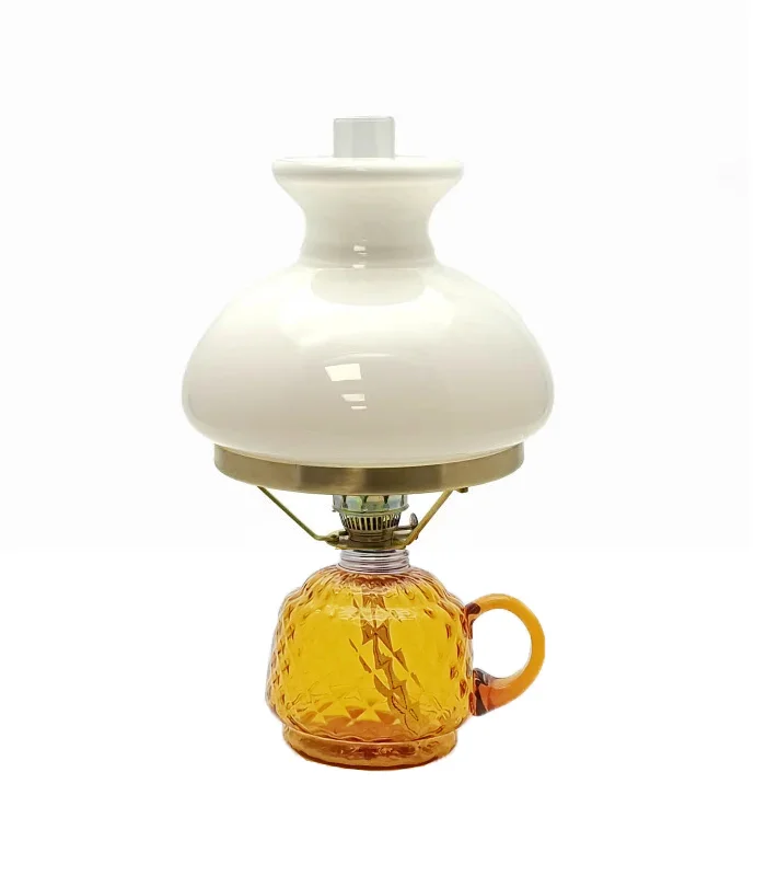 Petrolejová lampa Lucie - Káro - amber - komplet