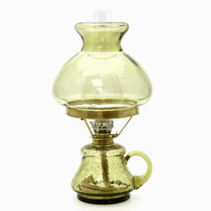 Petrolejová lampa Tereza - lesní zelená krakle - komplet 1