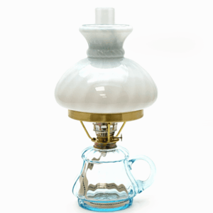 Petrolejová lampa s ouškem koplet světlý akvamarín