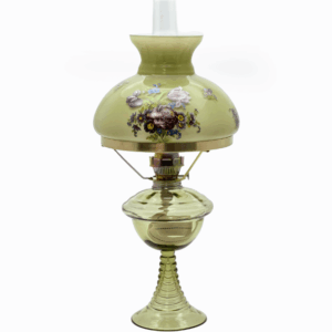 petrolejová lampa Jasmína lesní zelená se stínidlem