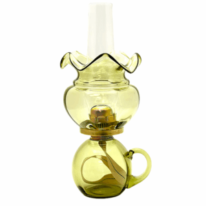 petrolejová lampa s ouškem lesní zelená