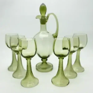 Souprava na víno karafa + roemer 6ks lesní zelená