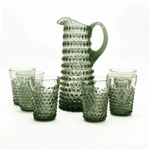 Nápojová souprava Ananas Hobnail 1+6 - lesní zelená