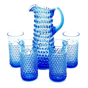 Nápojová souprava Ananas Hobnail 1+4 - akvamarín