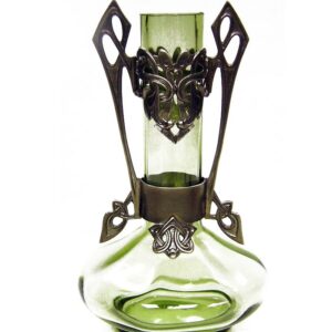 Skleněná váza 20cm cínová montura