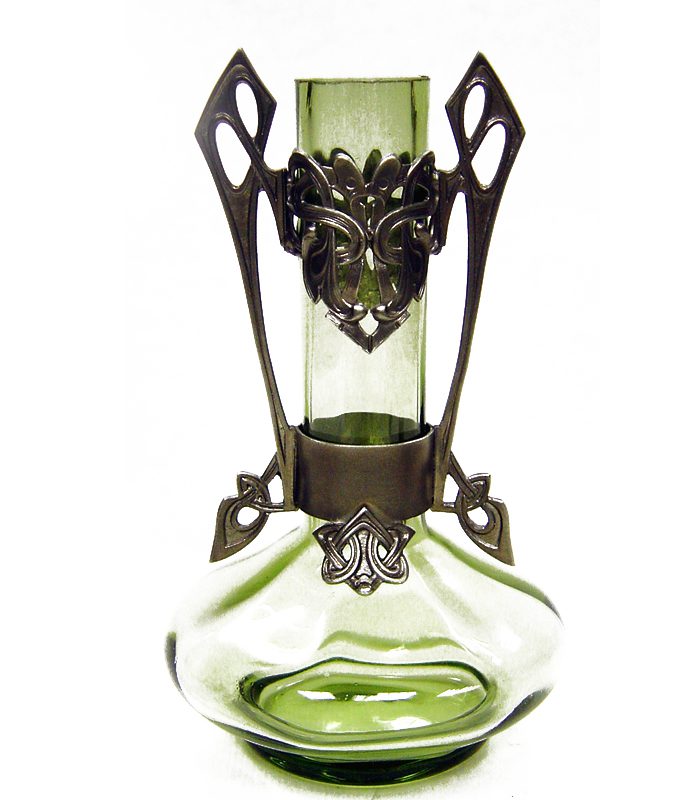 Skleněná váza 20cm cínová montura