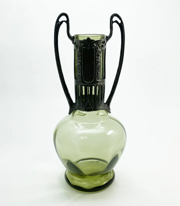 Skleněná váza 29cm cínová montura