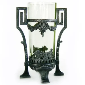 Skleněná váza 25cm v cínové montuře