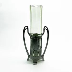 Skleněná váza 20cm v cínové montuře