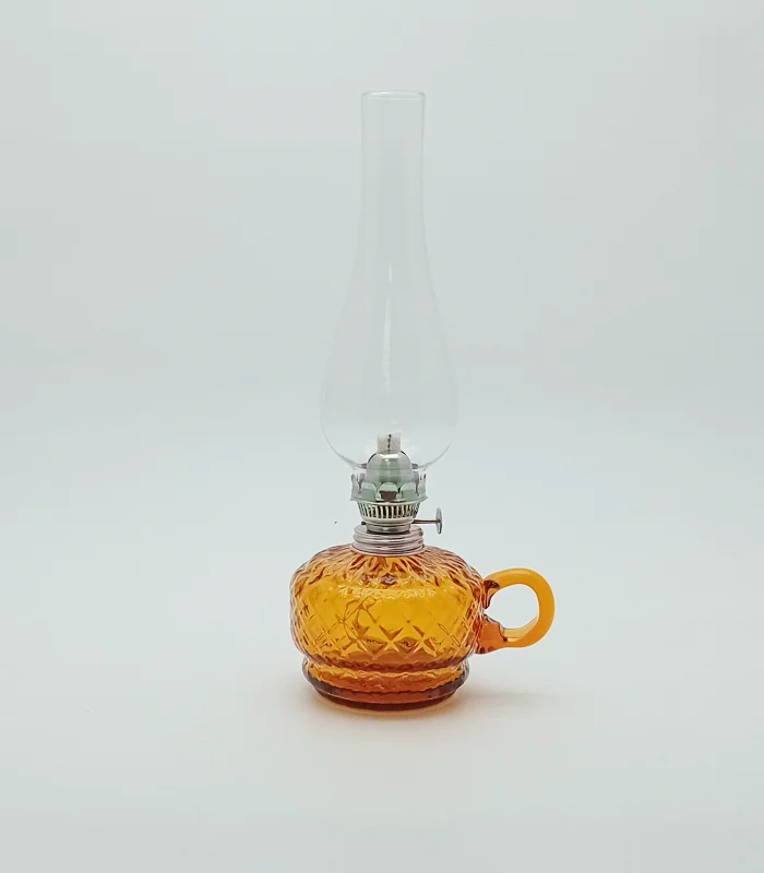 Petrolejová lampa Monika - Káro - amber