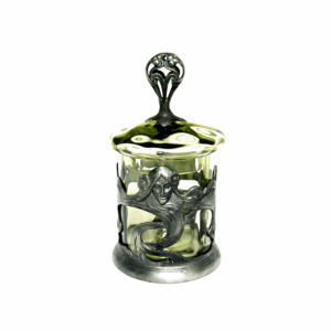 Skleněná Dóza s cínovým zdobením