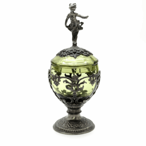 Skleněná Dóza s cínovým zdobením