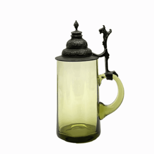 Skleněný půllitr s cínovým víkem