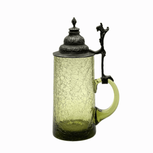 Skleněný půllitr s cínovým víkem