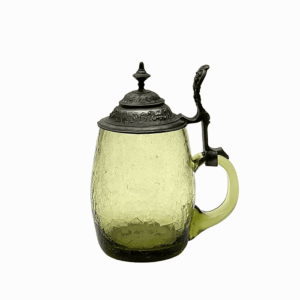 Skleněný půllitr s cínovým víkem