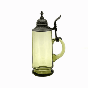 Skleněný půllitr s cínovým víkem