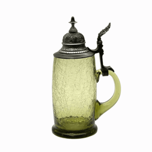 Skleněný půllitr s cínovým víkem