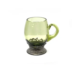 Skleněná třetinka 0,3l - Bambus - s cínovým zdobením - lesní zelená