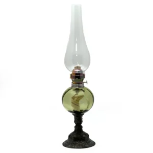 Petrolejová lampa s cínovou nohou - lesní zelená