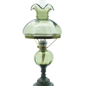 Petrolejová lampa s cínovou nohou - lesní zelená - komplet 1