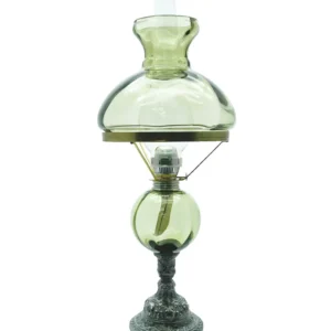 Petrolejová lampa s cínovou nohou - lesní zelená - komplet 2