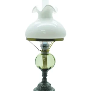 Petrolejová lampa s cínovou nohou - lesní zelená - komplet 3